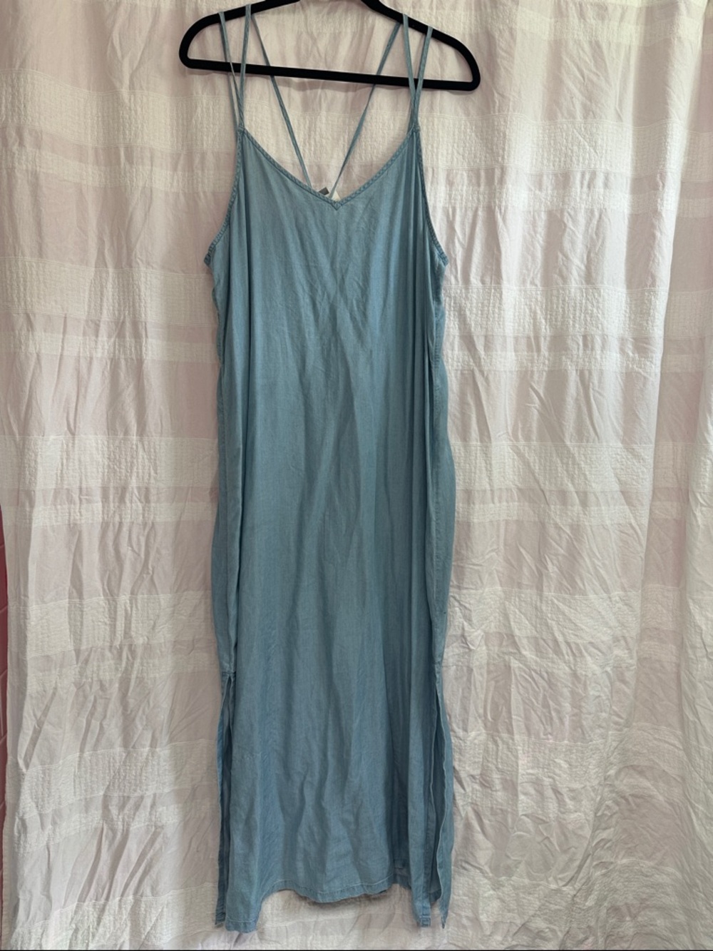 aerie Light Chambray Slip Dress with Thin Straps